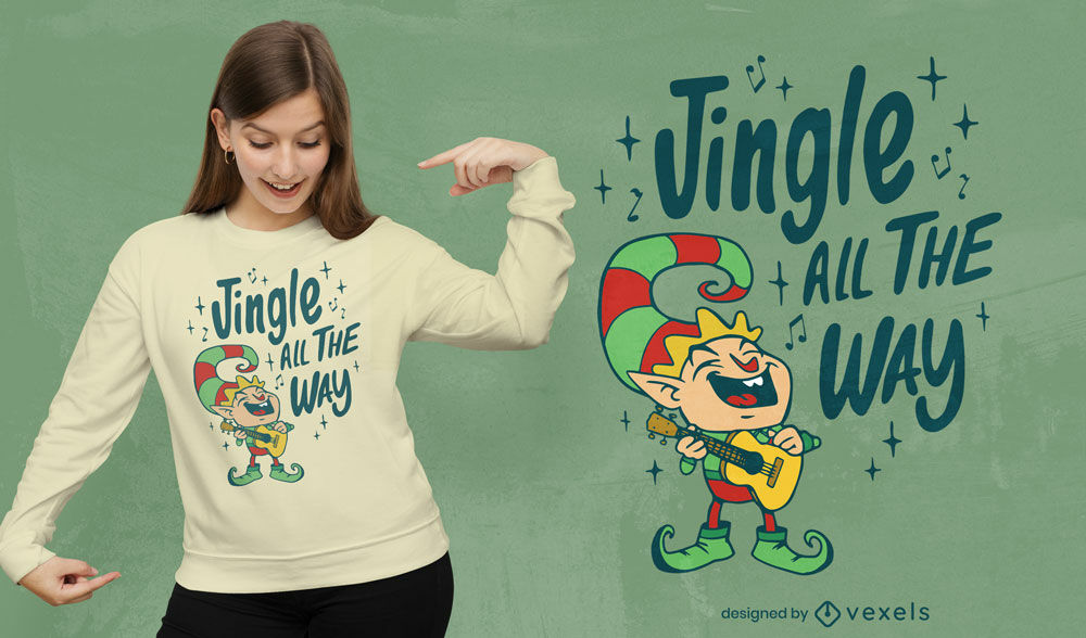 Design engraçado de camiseta de duende de Natal