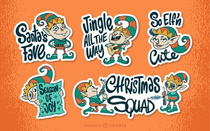 Christmas elves holiday sticker set