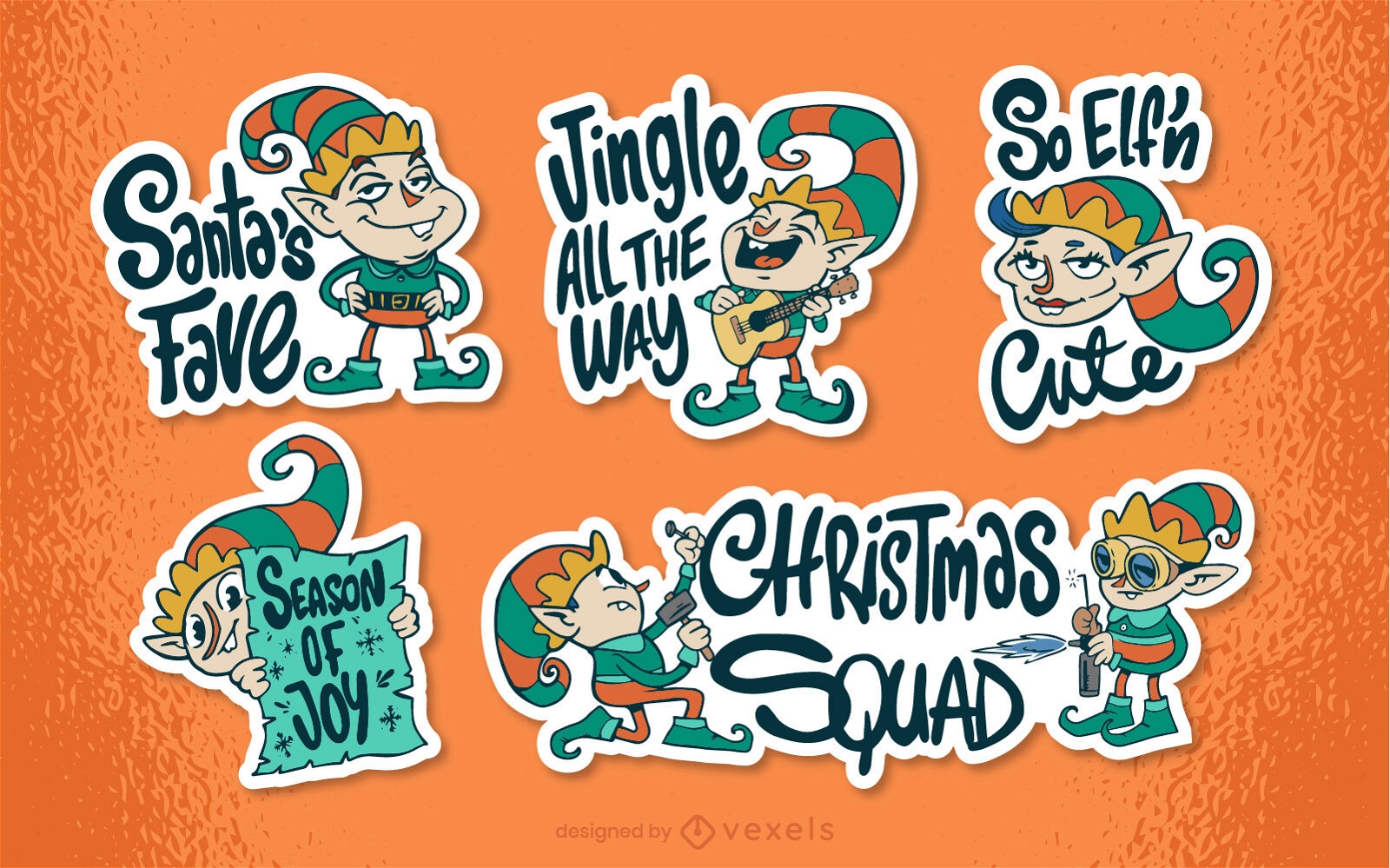 Christmas elves holiday sticker set