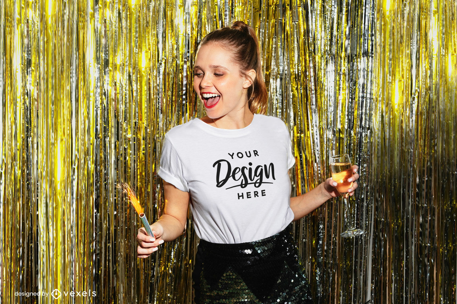 Weißes T-Shirt Mädchen im Partymodell