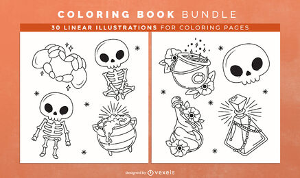 Skeleton coloring book pages design