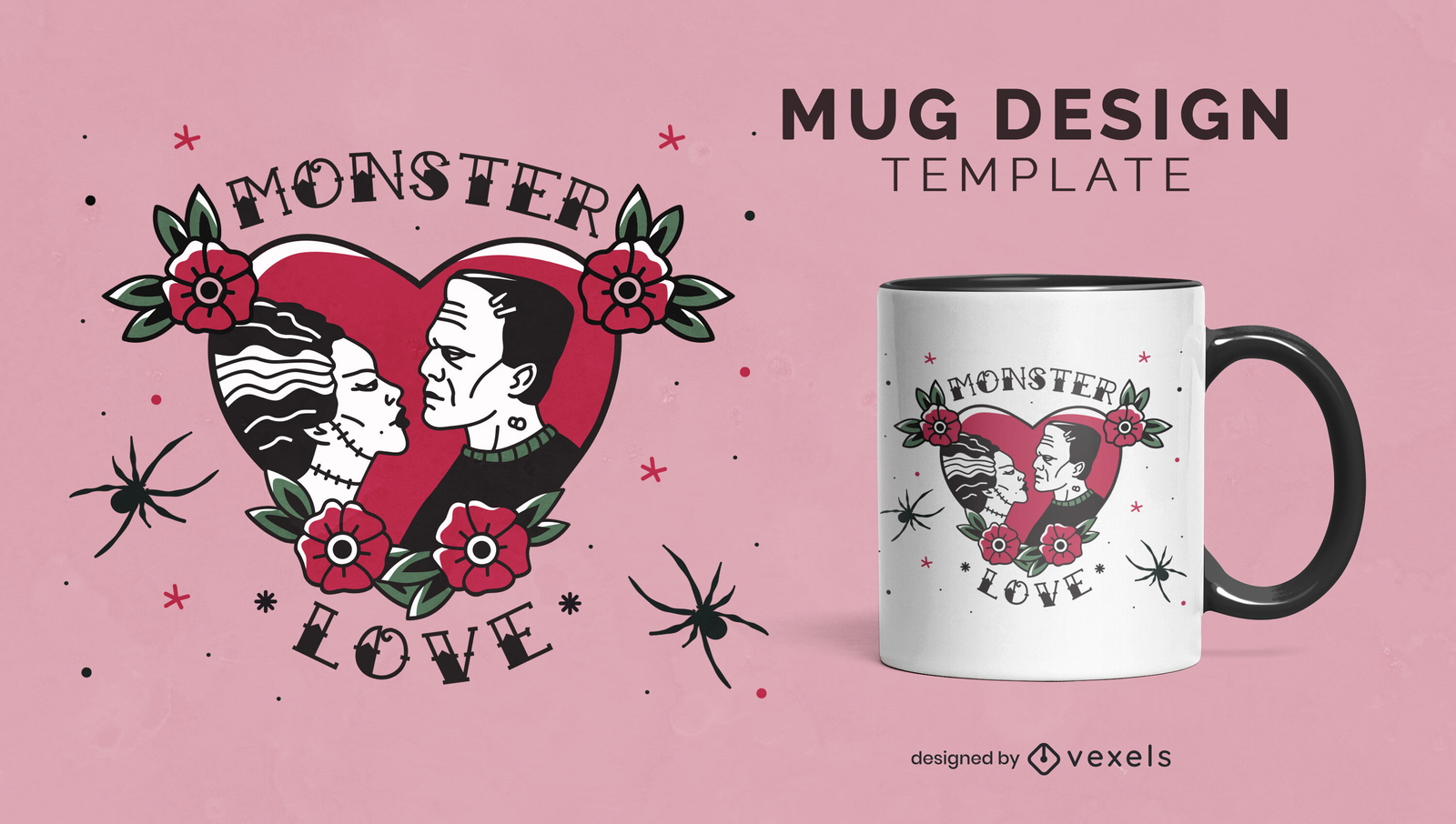 Diseño de taza de amor del monstruo de Frankenstein