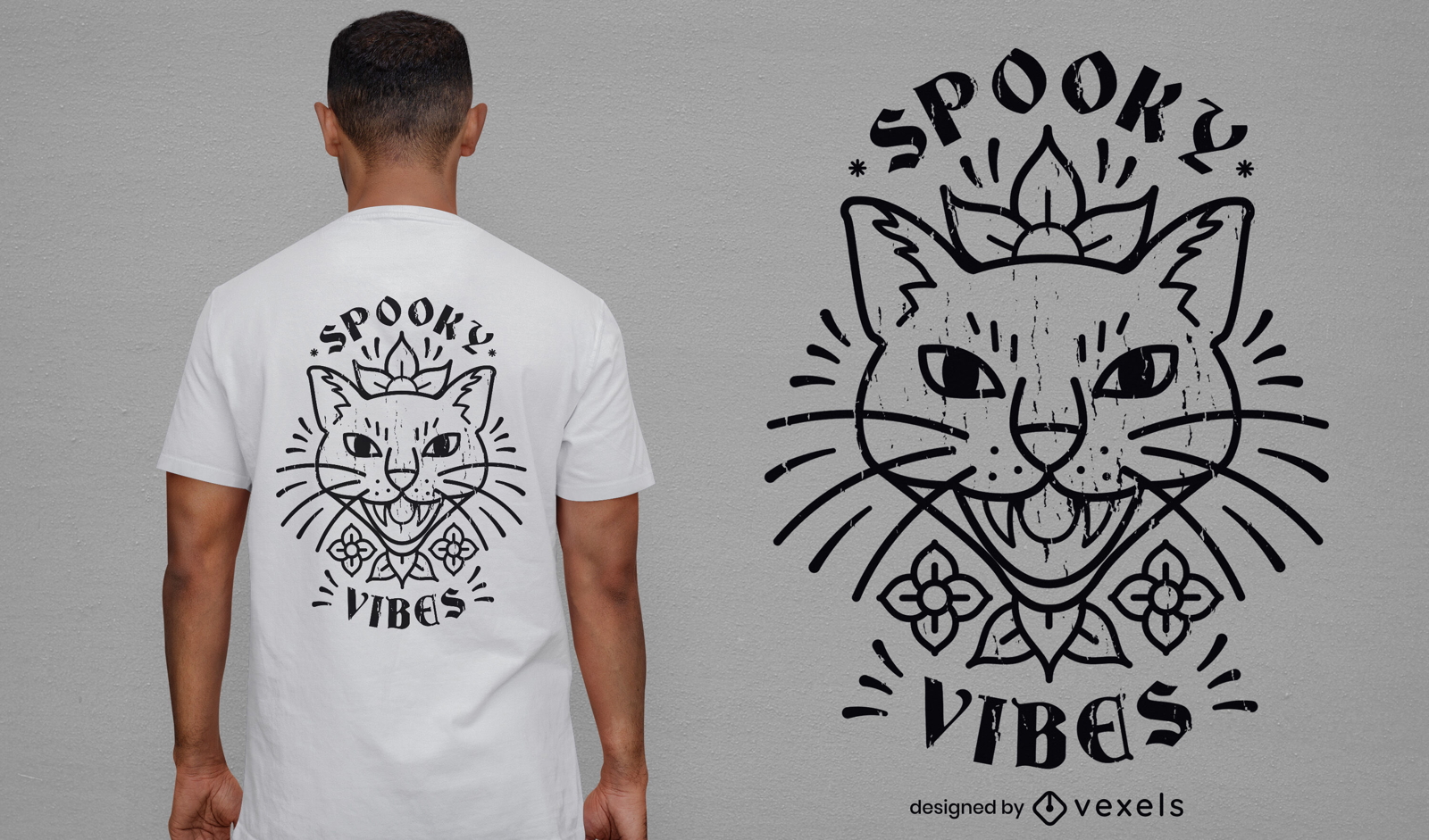 Design fantástico de t-shirt de gato assustador
