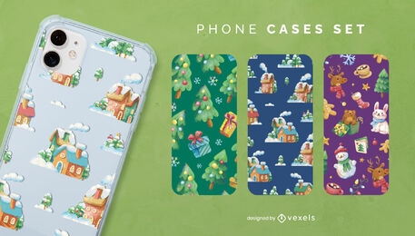 Christmas holiday winter phone case set