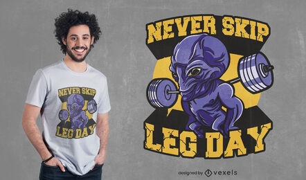 Alien creature in the gym t-shirt design