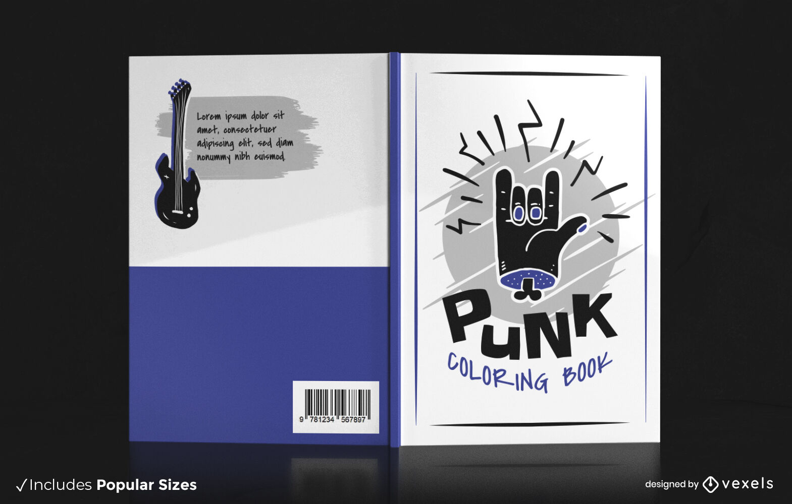 Design de capa de livro de símbolo de mão de música punk