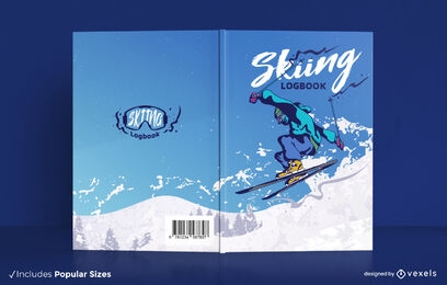 Design de capa de livro de esporte de atleta de esqui