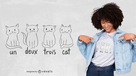 Lindo diseño de camiseta de gatos franceses.