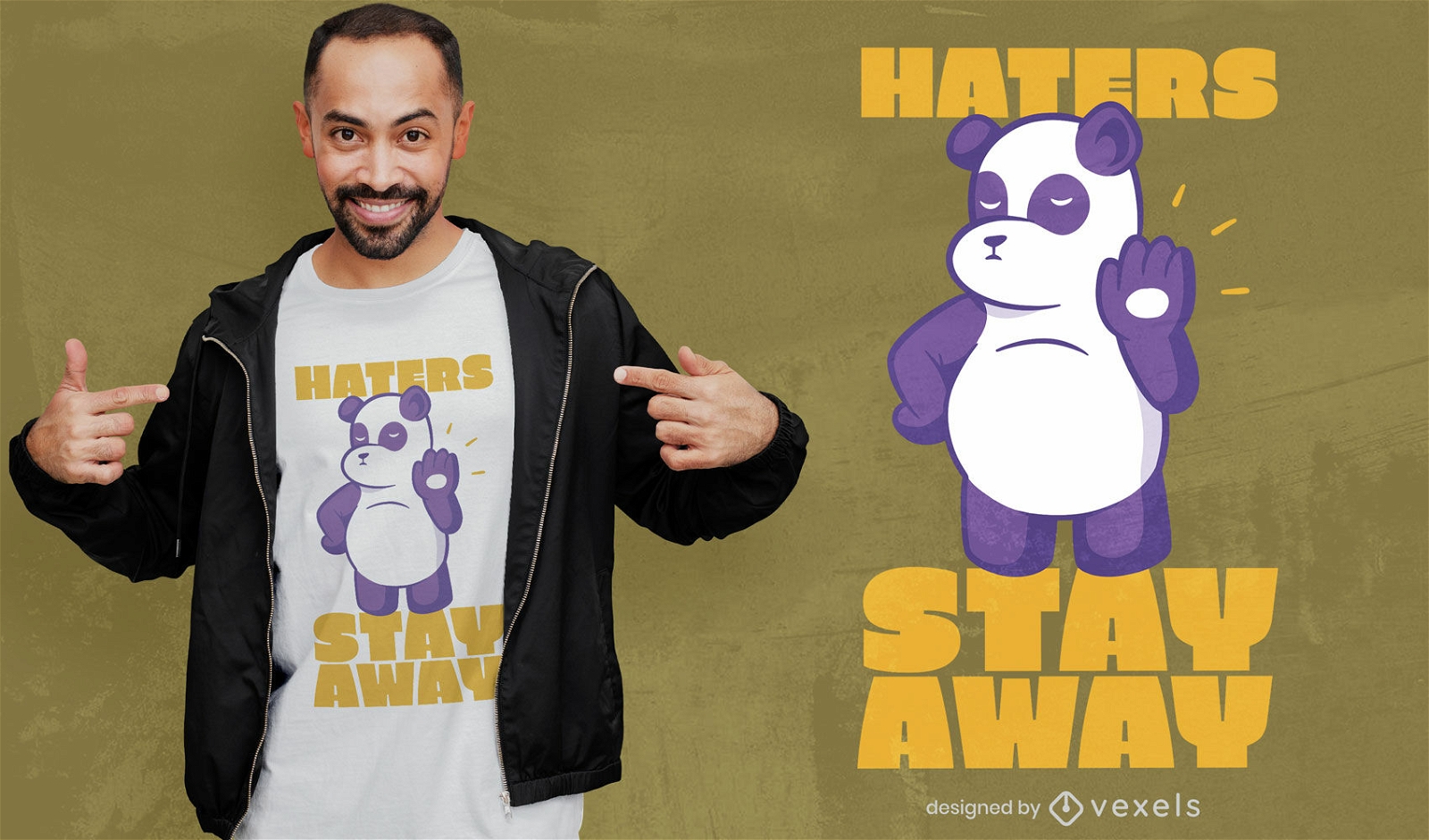 Design de t-shirt de cita??o de haters do panda