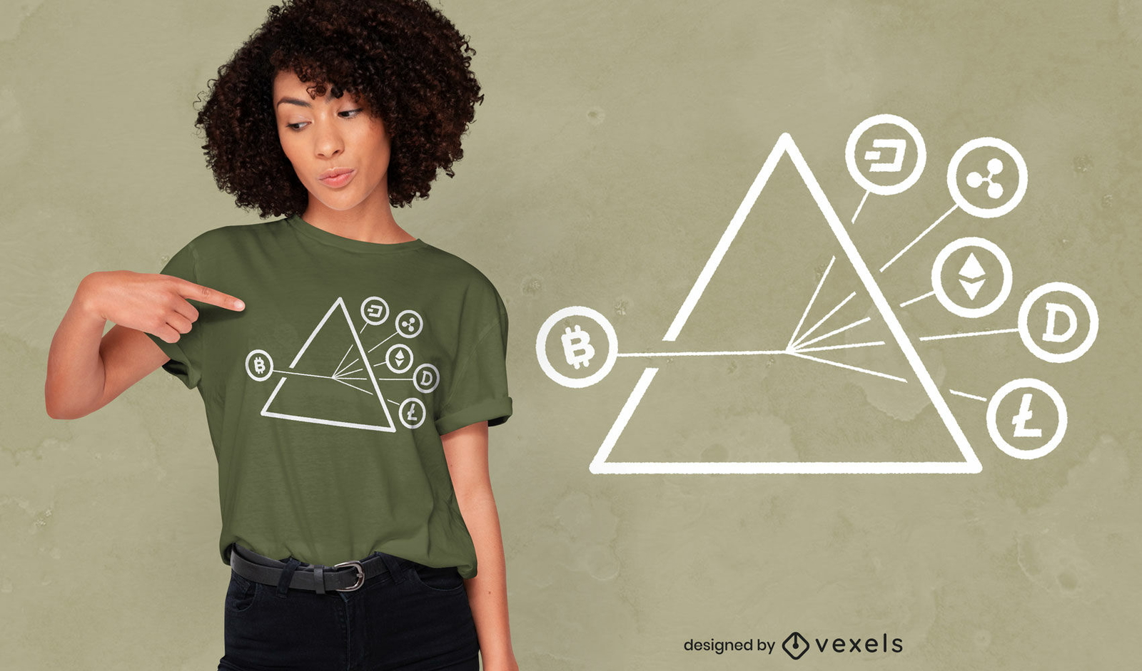 Design de camiseta de símbolos de curso de moedas criptográficas