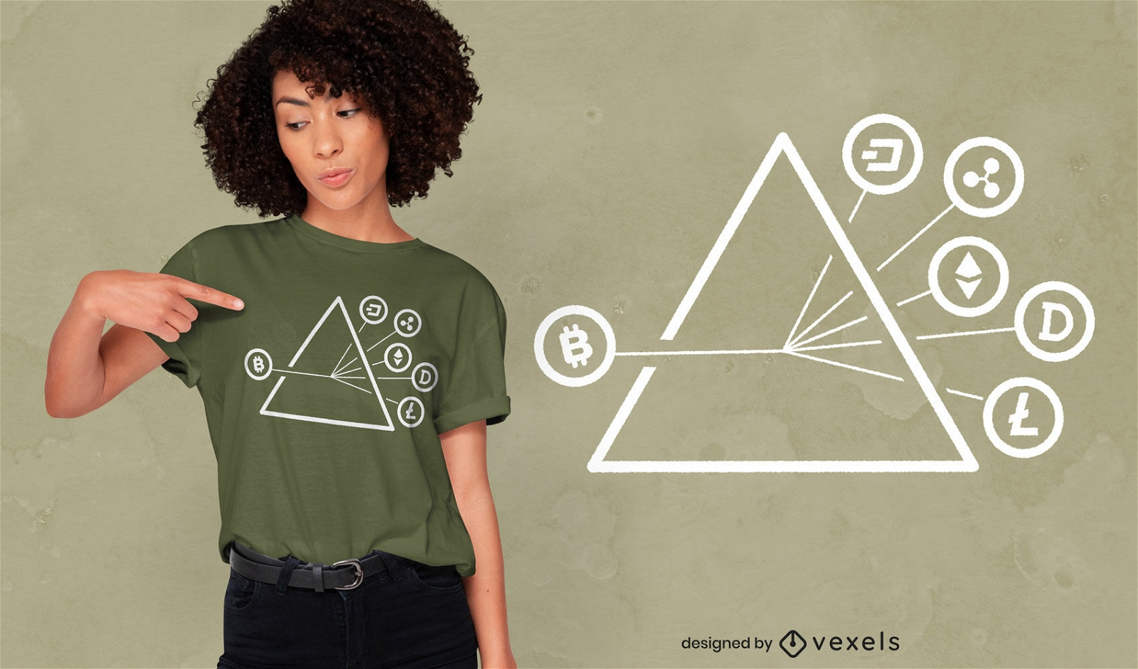 Design de t-shirt com s?mbolos de tra?o de moedas criptogr?ficas
