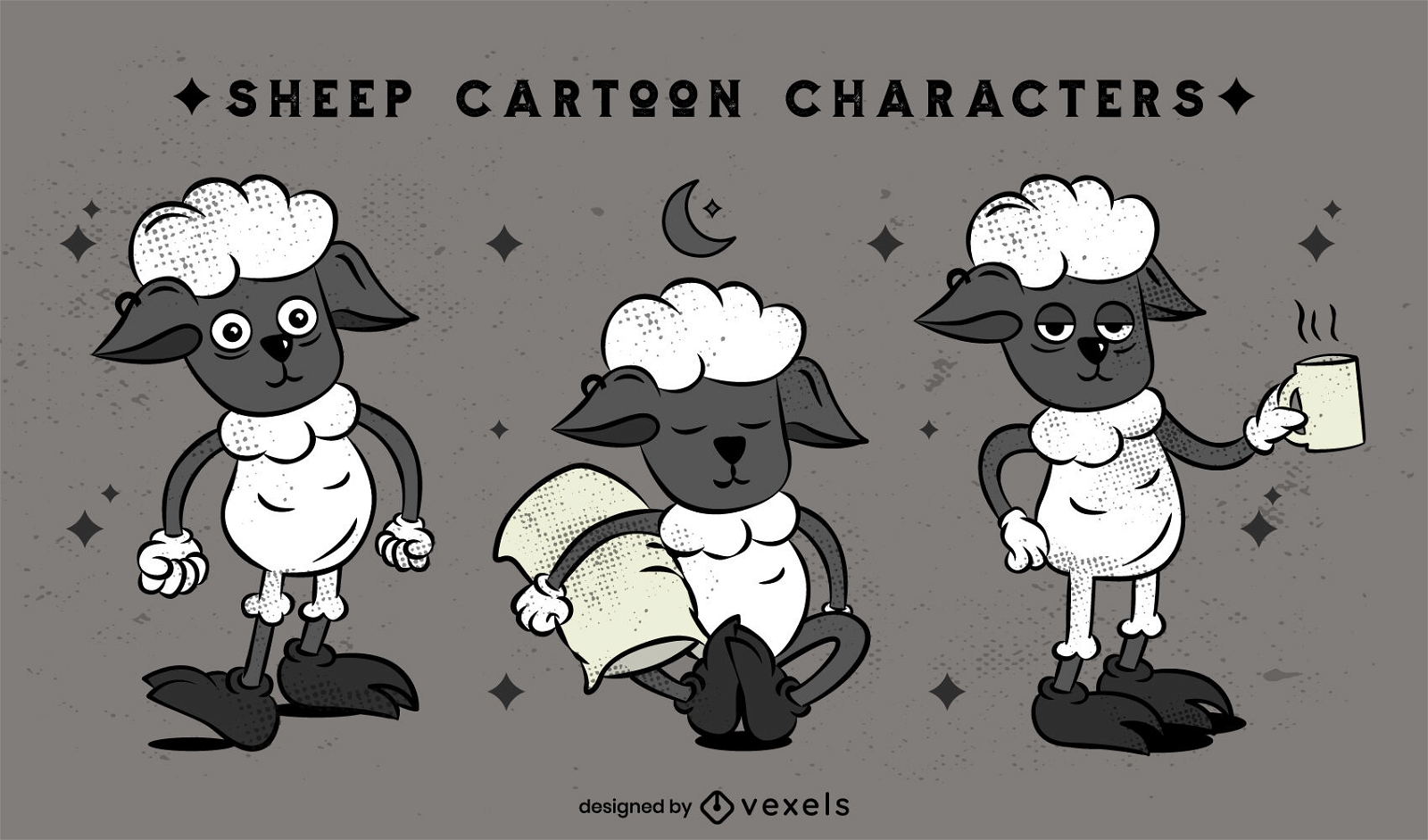 Conjunto de personajes de dibujos animados de animales ovejas