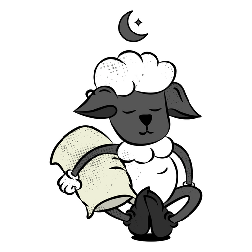 Personagem de animal de ovelha de travesseiro de dormir Desenho PNG