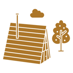 Wooden cabin cut out tree PNG Design