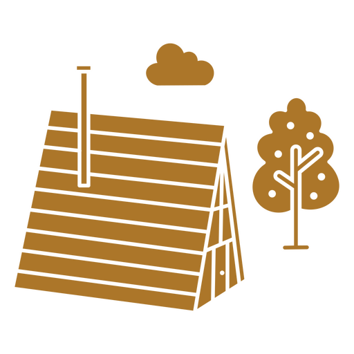 Cabaña de madera árbol recortado Diseño PNG