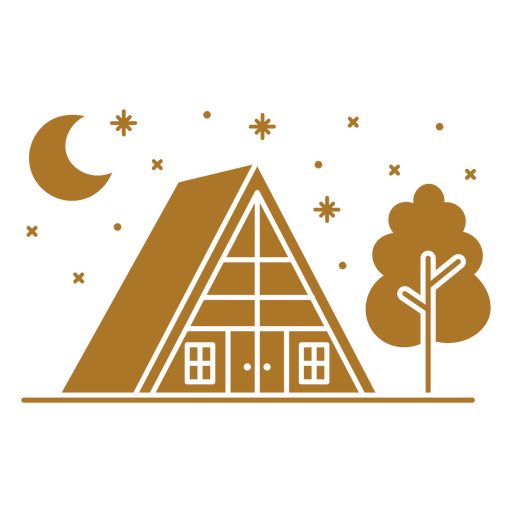 Wooden cabin cut out night PNG Design