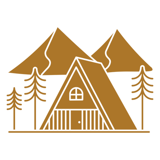 Wooden cabin cut out peaks PNG Design