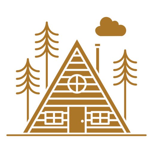 Wooden cabin cut out trees
