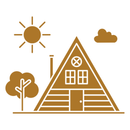 Holzhütte Sonne ausgeschnitten PNG-Design