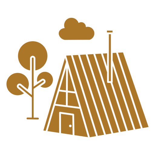 Cabaña de madera recortada nube
