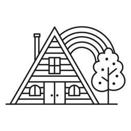 Simple rainbow stroke cabin PNG Design