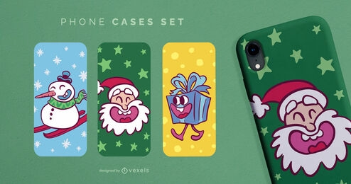 Christmas holiday cartoon phone case set