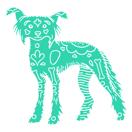 Detailed Otomi Chinese Crested Dog PNG Design