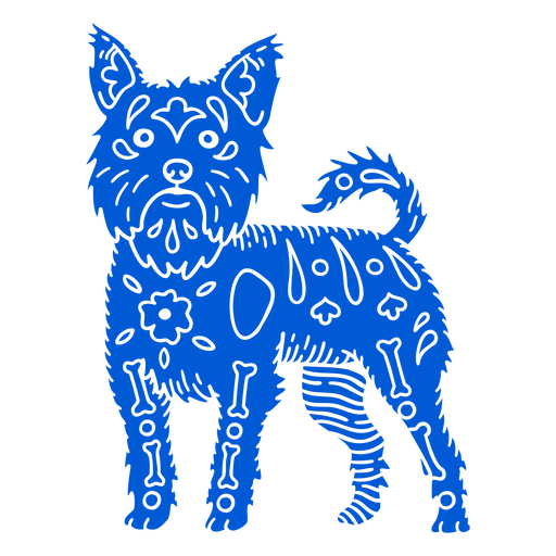 Detailed Otomi Yorkshire Terrier Dog PNG Design