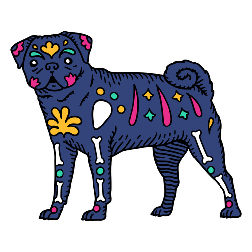 Mexican Otomi Pug Dog PNG Design