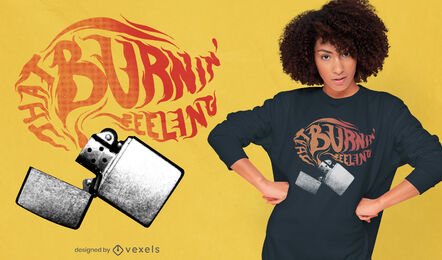 Burning Fire Feuerzeug PSD T-Shirt Design