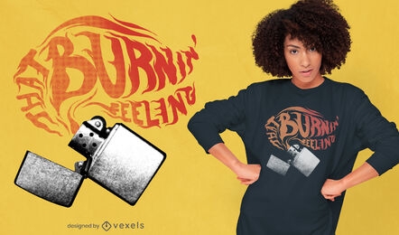 Design de t-shirt PSD de isqueiro Fire Burning