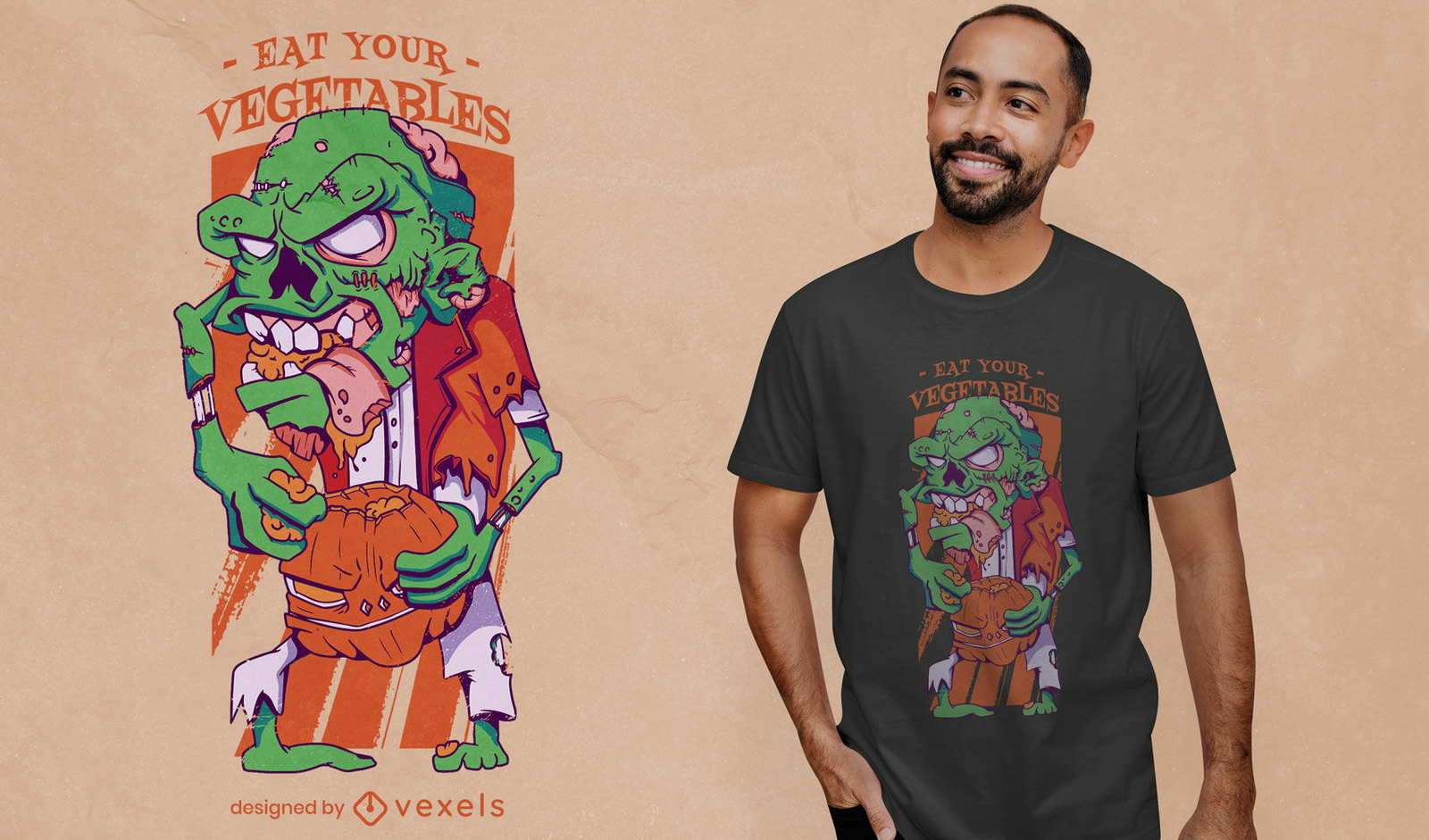 Vegetables zombie t-shirt design