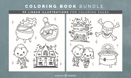 Lindo diseño de interiores de libro para colorear de halloween