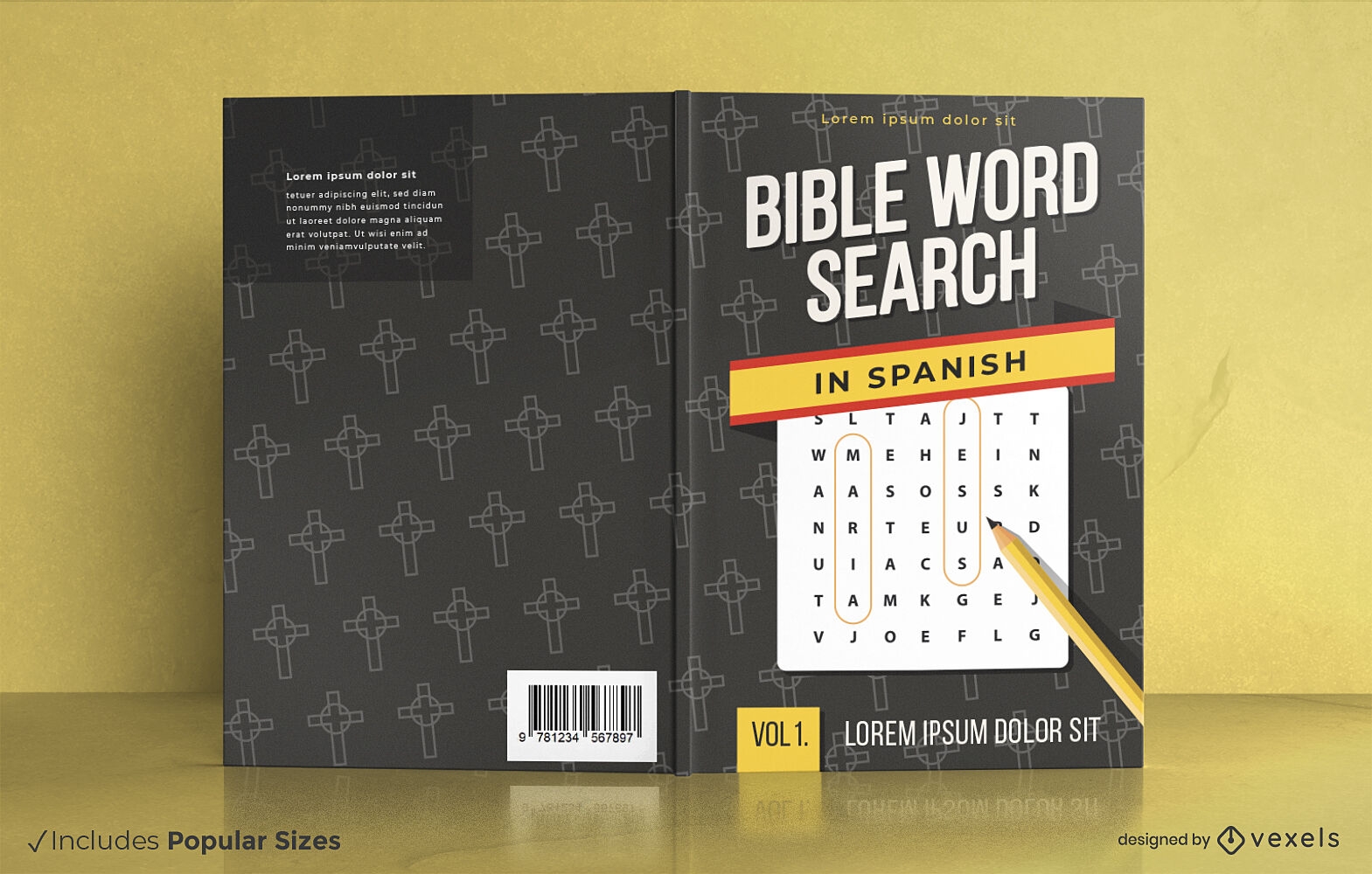 Design da capa do livro para pesquisa de palavras na B?blia em espanhol