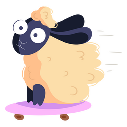Personaje de dibujos animados de ovejas de patineta Diseño PNG