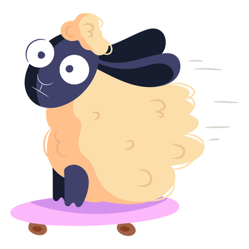 Skateboard sheep cartoon character PNG Design