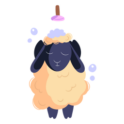Duschschaf-zeichentrickfigur PNG-Design