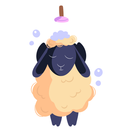 Personaje de dibujos animados de ovejas de ducha