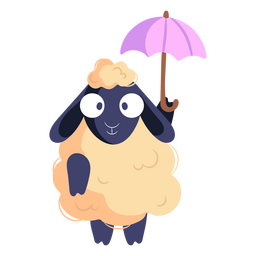 Umbrella sheep cartoon character PNG Design