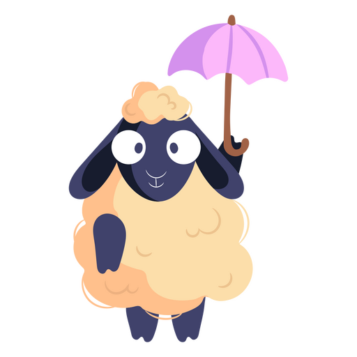 Personagem de desenho animado de ovelha guarda-chuva Desenho PNG