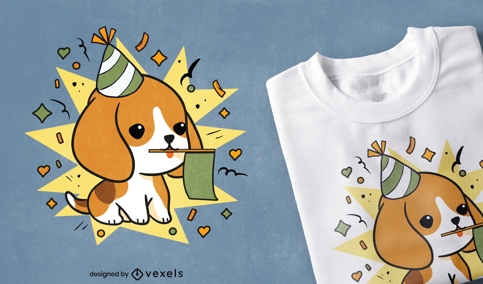 Lindo diseño de camiseta de perro beagle celebrando