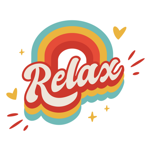 Relaxe o sinal retrô do arco-íris Desenho PNG