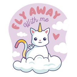 Einhornkatze in den Wolken PNG-Design