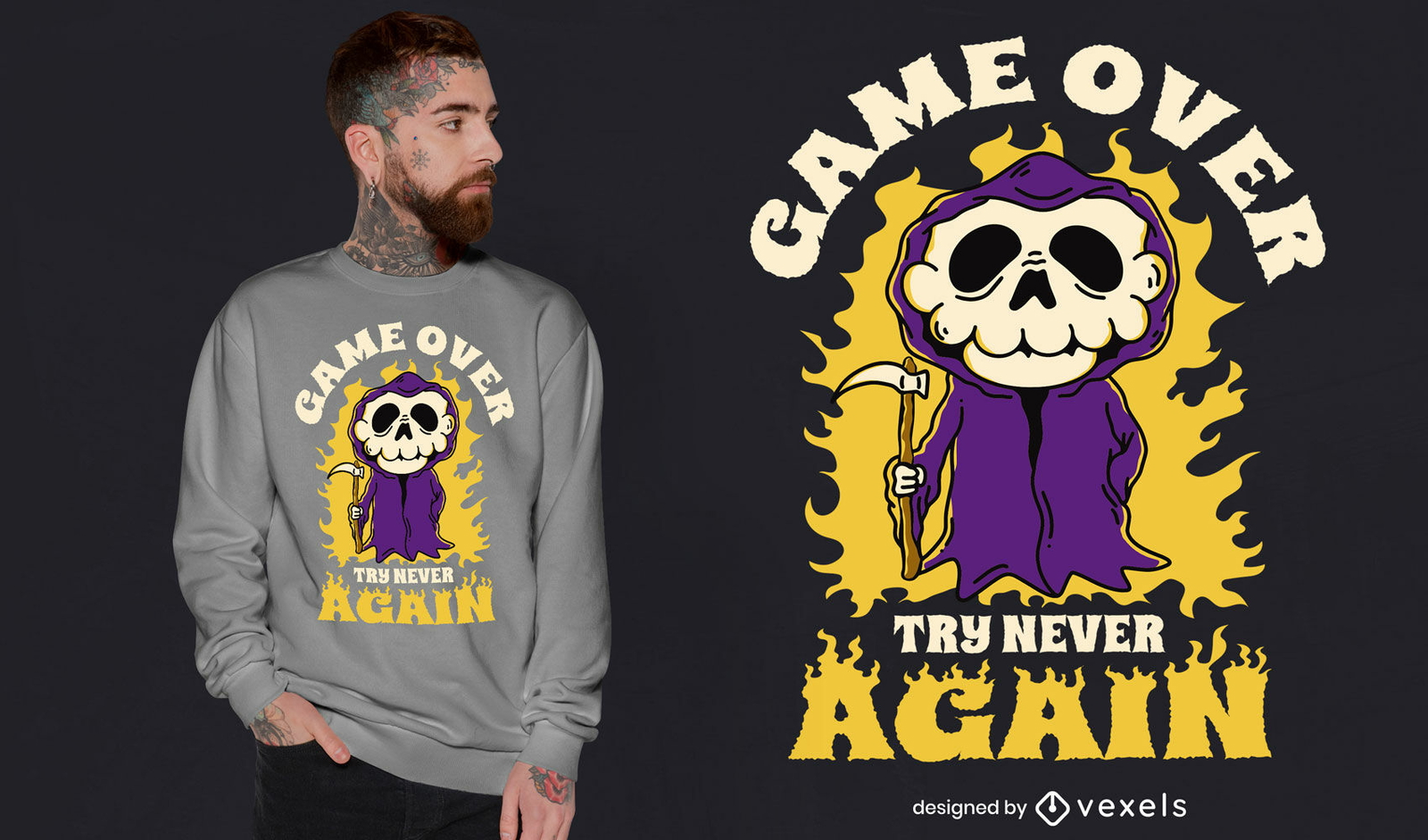 Diseño de camiseta de Game Over Grim Reaper