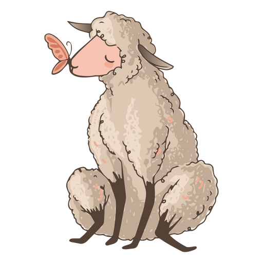 Cute butterfly sheep animal PNG Design