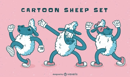 Sheeps animal cartoon character set