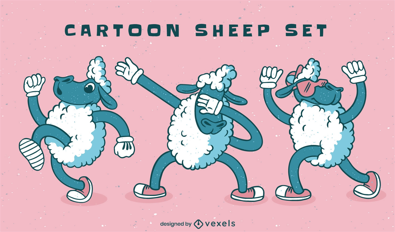 Conjunto de caracteres de dibujos animados de animales de ovejas