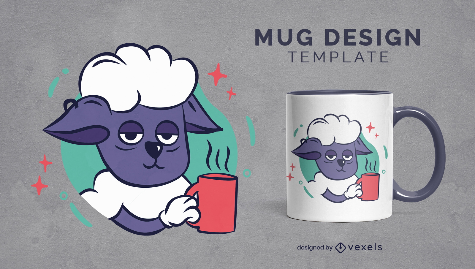 Tired sheep animal cartoon mug design