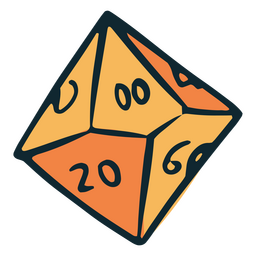 Role play game orange dice PNG Design