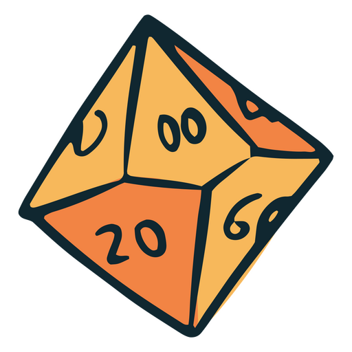 Role play game orange dice PNG Design